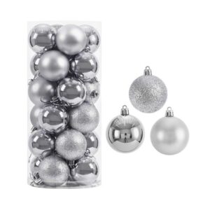 Σετ Χριστουγεννιάτικες μπάλες - 8cm - 24pcs - 326109 - Silver