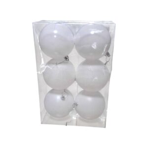 Σετ Χριστουγεννιάτικες μπάλες - 10cm - 6pcs - 326000 - White