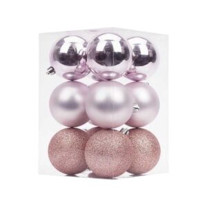 Σετ Χριστουγεννιάτικες μπάλες - 8cm - 12pcs - 326079 - Pink