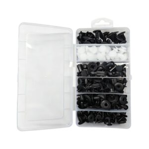 Σετ Κλιπς Αμαξώματος Αυτοκινήτου 100τμχ Μαύρο και Λευκό Πλαστικό PP