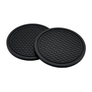 Σουβέρ Ποτηροθήκης Αυτοκινήτου Μαύρο PVC Διάμετρος 7cm Σετ 2τμχ