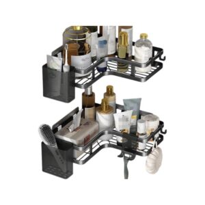 Σετ επιτοίχια γωνιακά ράφια μπάνιου - 5pcs - 2152-1 - 170134 - Black